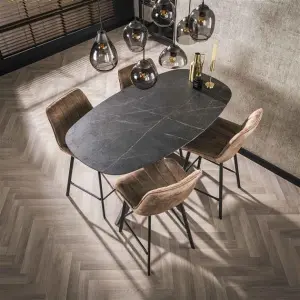 Bartafel Onyx Cross deens ovaal 140cm / 3D melamine graphite