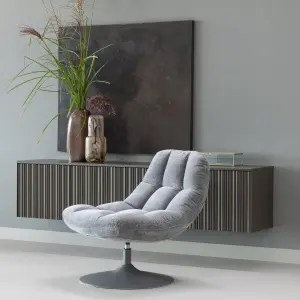 ELVI DRAAIFAUTEUIL CHENILLE STRUCTUUR LICHTGRIJS
