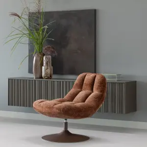 ELVI DRAAIFAUTEUIL CHENILLE STRUCTUUR ROESTBRUIN