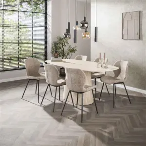 Eettafel Centro deens ovaal 180cm / Keramiek travertin