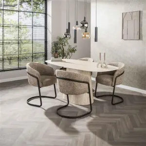 Eettafel Centro deens ovaal 180cm / Keramiek travertin