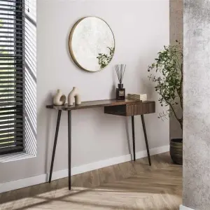 Hal-/kaptafel Carve 1 lade / Massief acacia bruin
