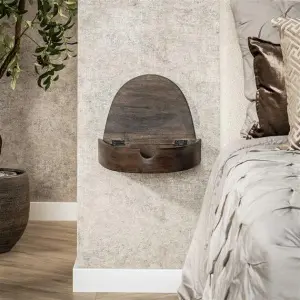 Nachtkastje Cove zwevend 1 lade verpakt per 2 / Massief acacia glaze brown