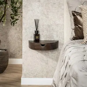 Nachtkastje Cove zwevend 1 lade verpakt per 2 / Massief acacia glaze brown