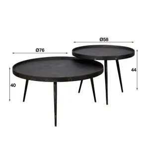 Salontafel Metallic rond set van 2 / Grijs