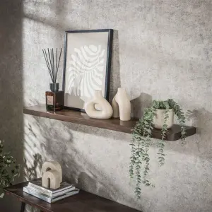 Wandplank Carve 120cm / Massief acacia bruin