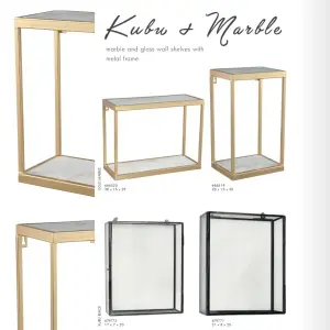 Showroommodel, zelf afhalen! Gold Marble metal rectangular hanging wall cabinet LArge