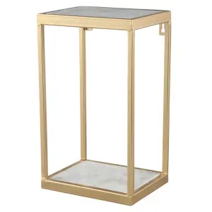 Showroommodel, zelf afhalen! Gold Marble metal square hanging wall cabinet Small