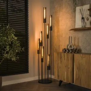 Vloerlamp Tube getrapt 7-lichts / Artic zwart