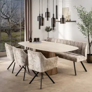 Eetkamerbank Raster / Alura zand-bruin