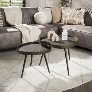 Salontafel Contour niervormig set van 2 / Brons liquid metal