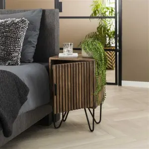 Nachtkastje Tweak 1 deur set van 2 / Massief mango zand