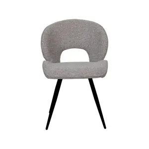 Set V 2 - Eetkamerstoel Sakura - Mushroom - Royal Boucle - Zwart Metalen Frame