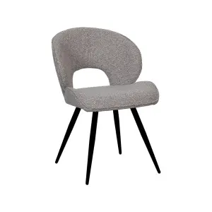 Set V 2 - Eetkamerstoel Sakura - Mushroom - Royal Boucle - Zwart Metalen Frame