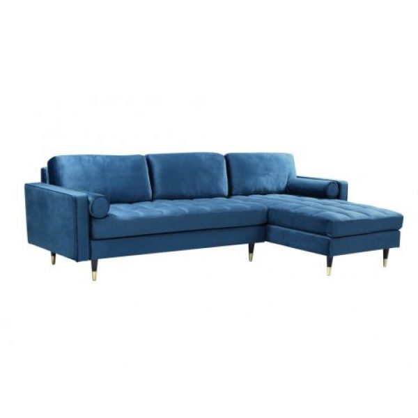 Hoekbank Knus Velvet Donkerblauw