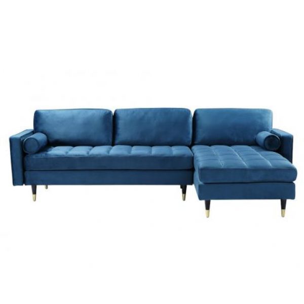 Hoekbank Knus Velvet Donkerblauw