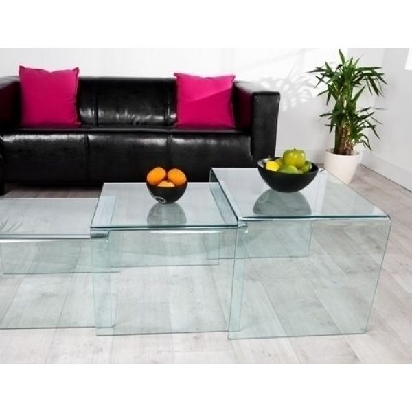 Showroommodel Design Glazen Salontafel set Ghost, zelf afhalen