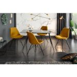 Kuipstoel Skandinavia Geel Velvet - Zwart frame