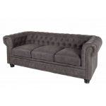 Sofa Chesterfield Edward 3-zits Donkergrijs