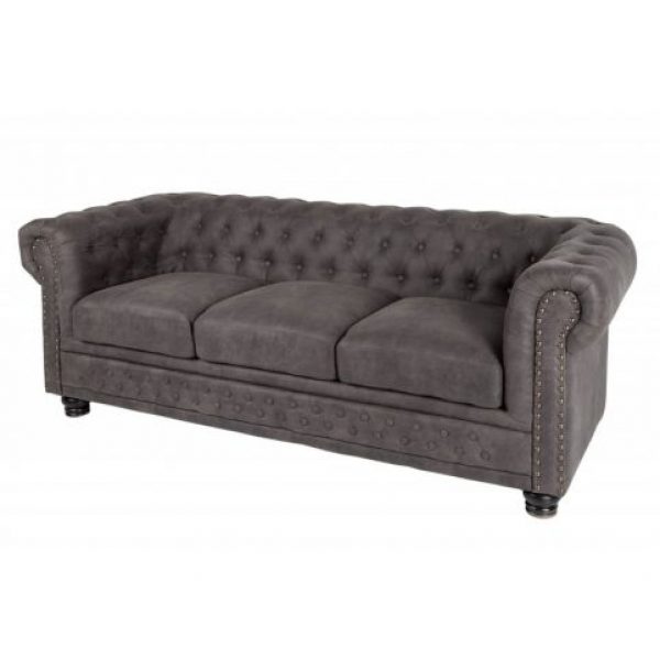 Sofa Chesterfield Edward 3-zits Donkergrijs