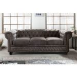 Sofa Chesterfield Edward 3-zits Donkergrijs