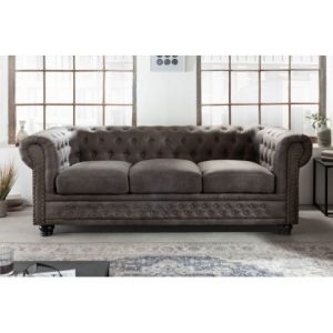 Sofa Chesterfield Edward 3-zits Donkergrijs