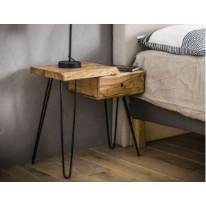 Sidetable / Nachtkastje Live Edge Acacia Lade Rechts