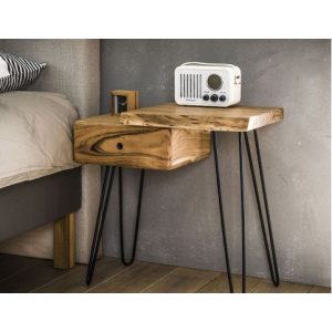 Sidetable / Nachtkastje Live Edge Acacia Lade Links
