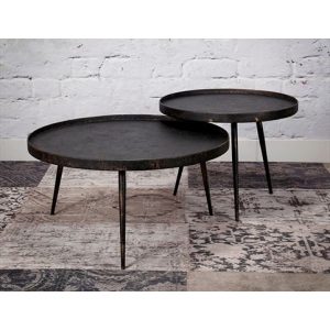 Salontafel set/2 rond metallic / Grijs