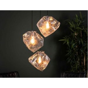 Hanglamp 3L Rock Clear Getrapt