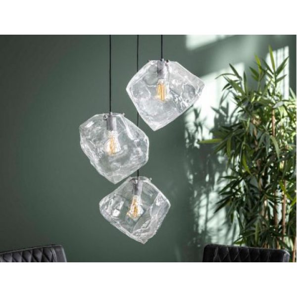 Hanglamp 3L Rock Clear Getrapt