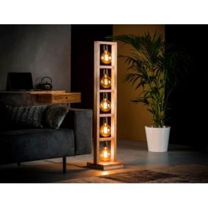 Vloerlamp 5L modulo houten frame / Massief acacia naturel