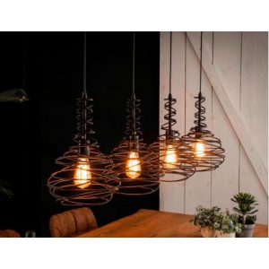 Hanglamp 4x 25 kegel spinn / Zwart