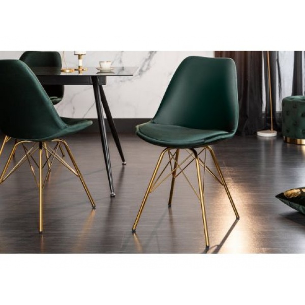 Kuipstoel Skandinavia Groen Velvet - Goud frame