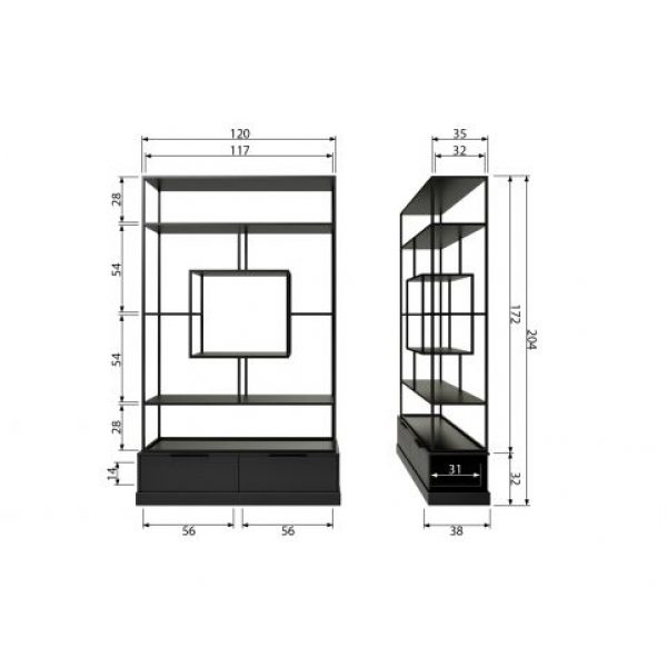 Fons Vakkenkast Metaal/hout Mat Zwart [fsc]