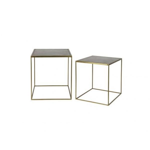 Set V 2 - Metallic Bijzettafels Vierkant Metaal Brass