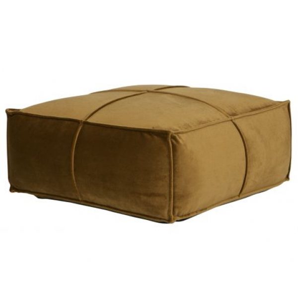 Honey Poef Velvet Honing Geel 60x60