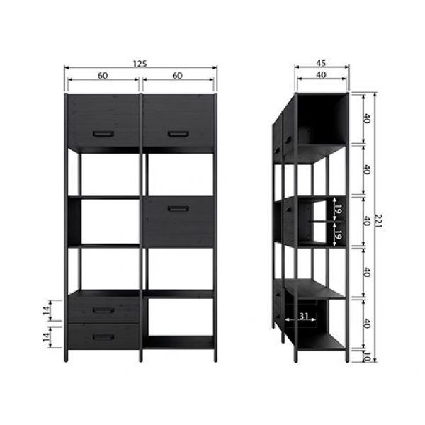 Legacy Vakkenkast Hout/metaal Matzwart [fsc]