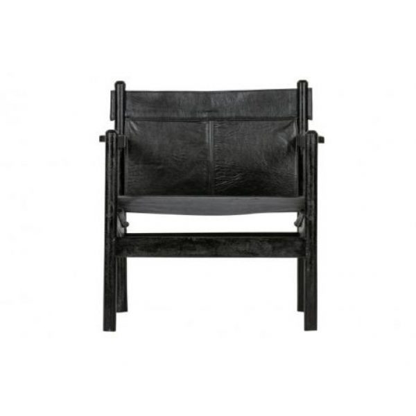 Chill Fauteuil Echt Leer Zwart