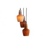 Pottery Hanglamp 3 Lampen Glas Multicolor