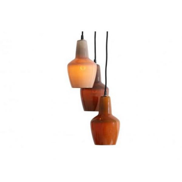 Pottery Hanglamp 3 Lampen Glas Multicolor