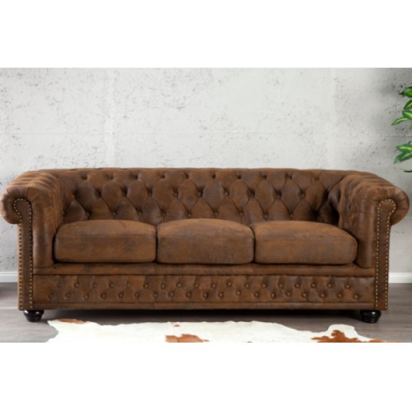 Sofa Chesterfield Edward 3-zits Vintage Bruin
