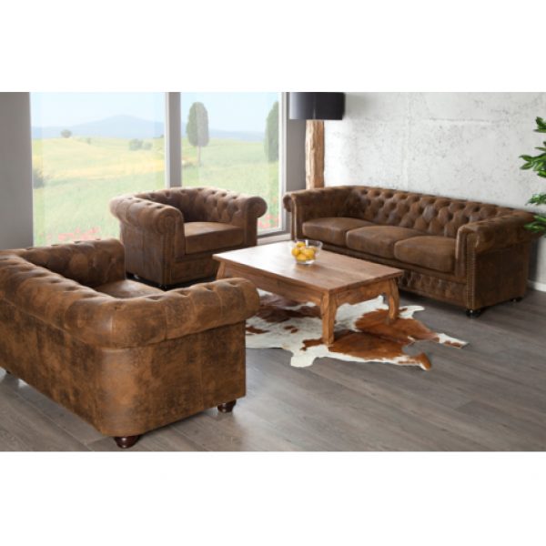Sofa Chesterfield Edward 3-zits Vintage Bruin