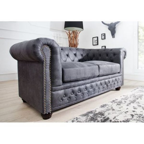 INACT Sofa Chesterfield Edward 2-zits Grijs