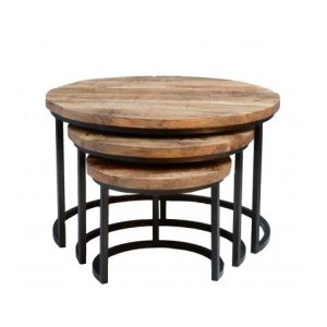 Salontafel Set van 3 Coins Large Mangohout 3 cm dik blad