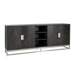 Dressoir Blackbone silver 4-deuren + open vak (Black rustic)