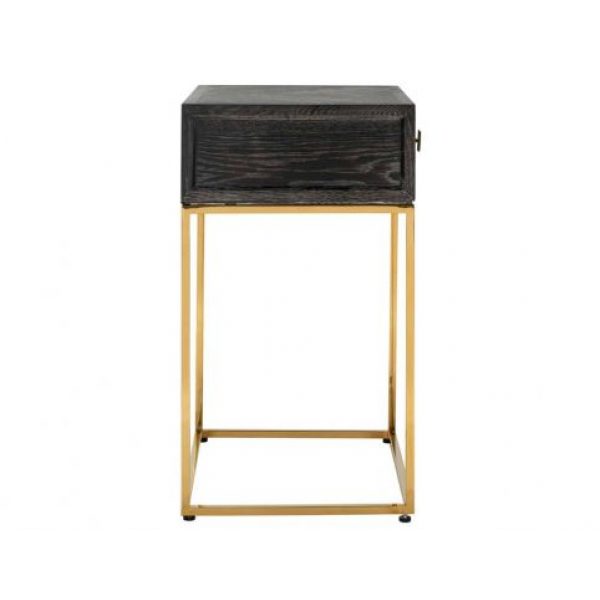 Nachtkastje Blackbone gold 1-lade (Black rustic)