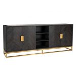 Dressoir Blackbone gold 4-deuren + open vak (Black rustic)