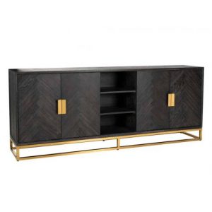 Dressoir Blackbone gold 4-deuren + open vak (Black rustic)