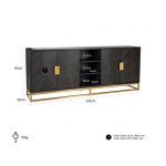 Dressoir Blackbone gold 4-deuren + open vak (Black rustic)